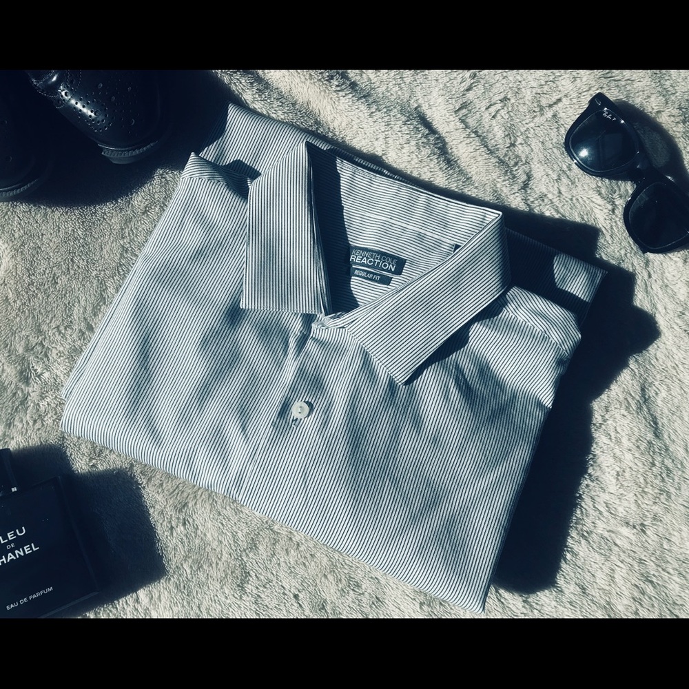 Kenneth Cole Reaction Wrinkle-Free Black Pinstripe